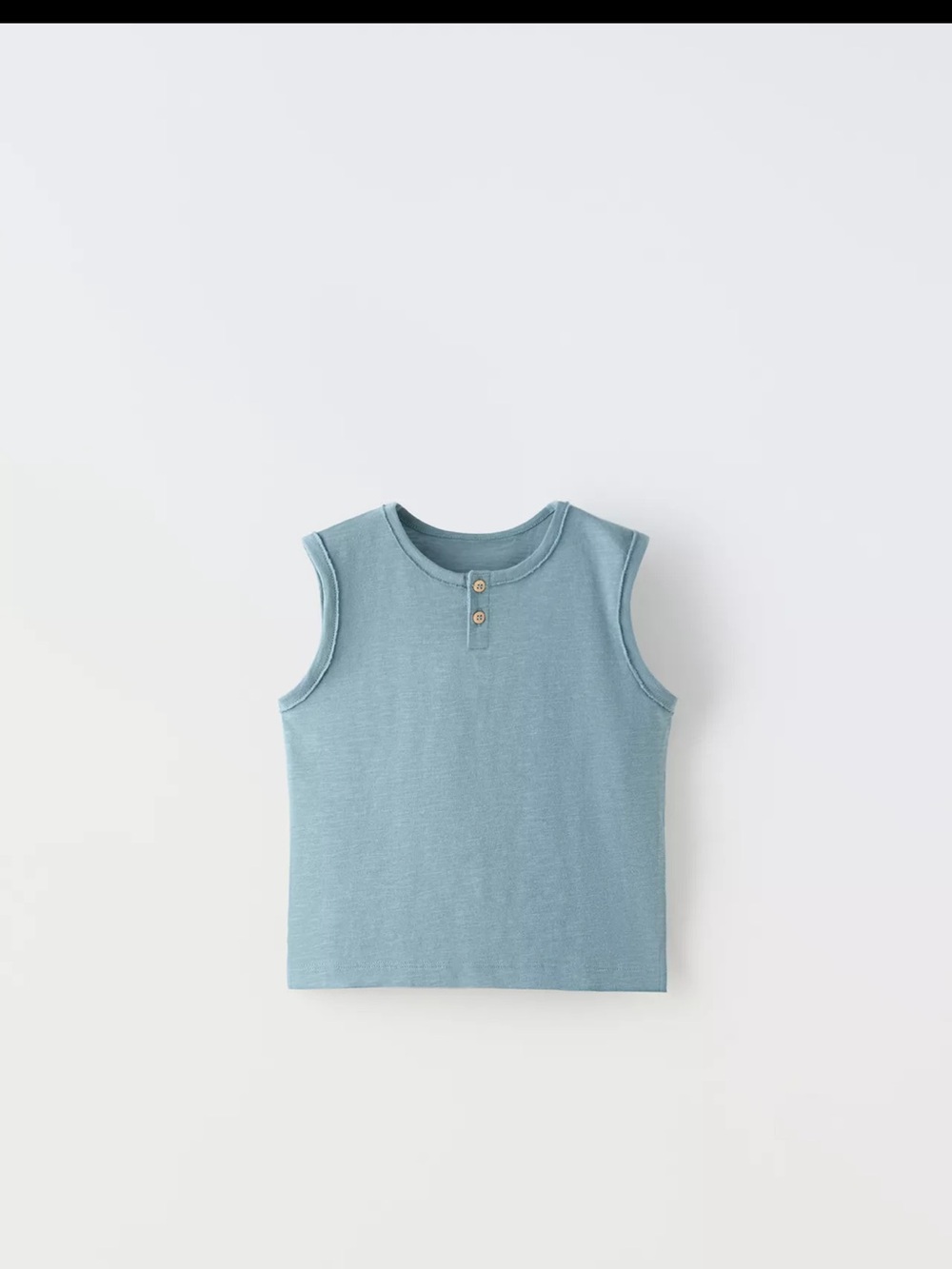 Zara Kids Sleeveless Henley Tank Top in Dusty Blue